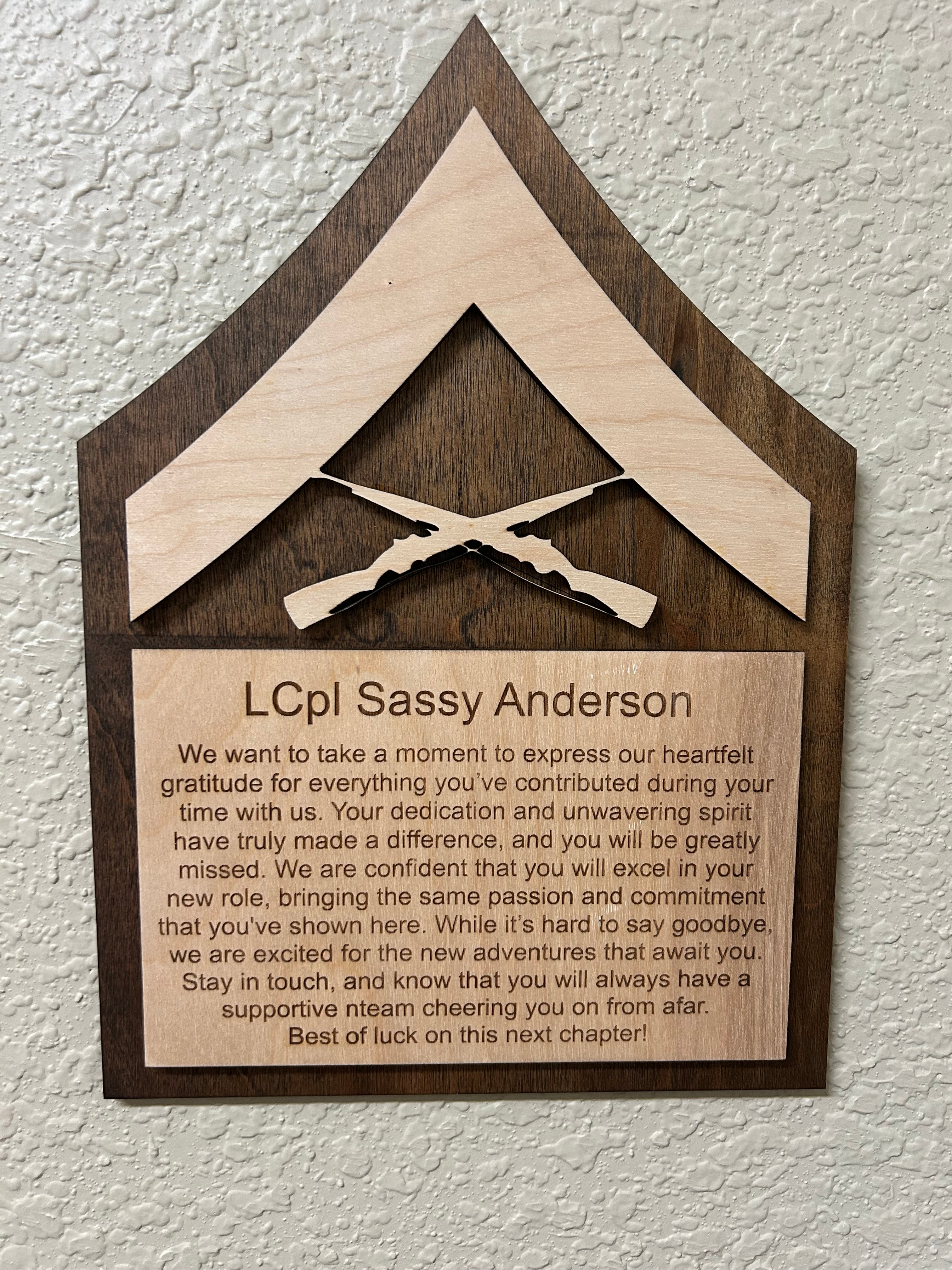 Lance cpl plaque