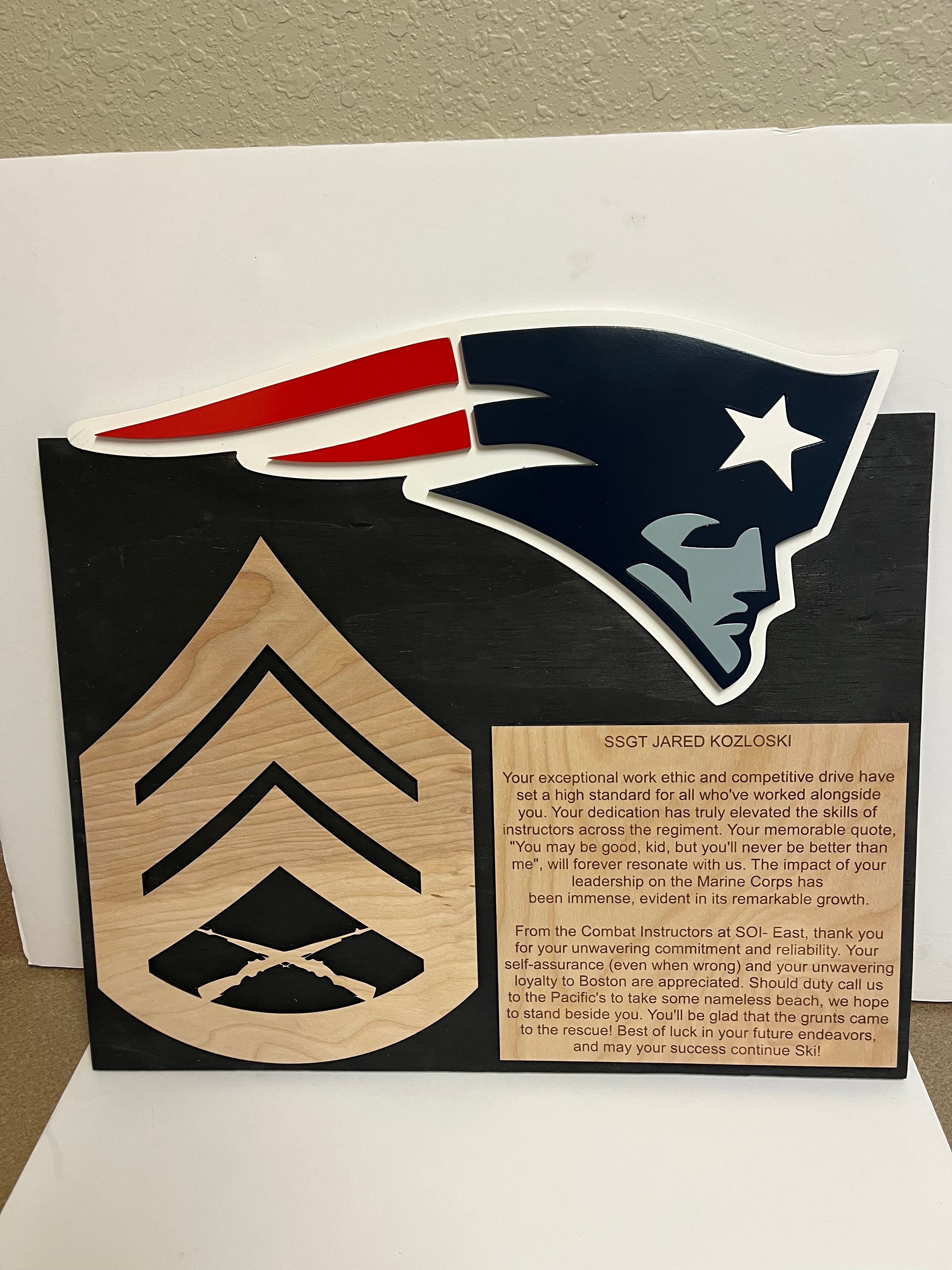 Patriots plaque