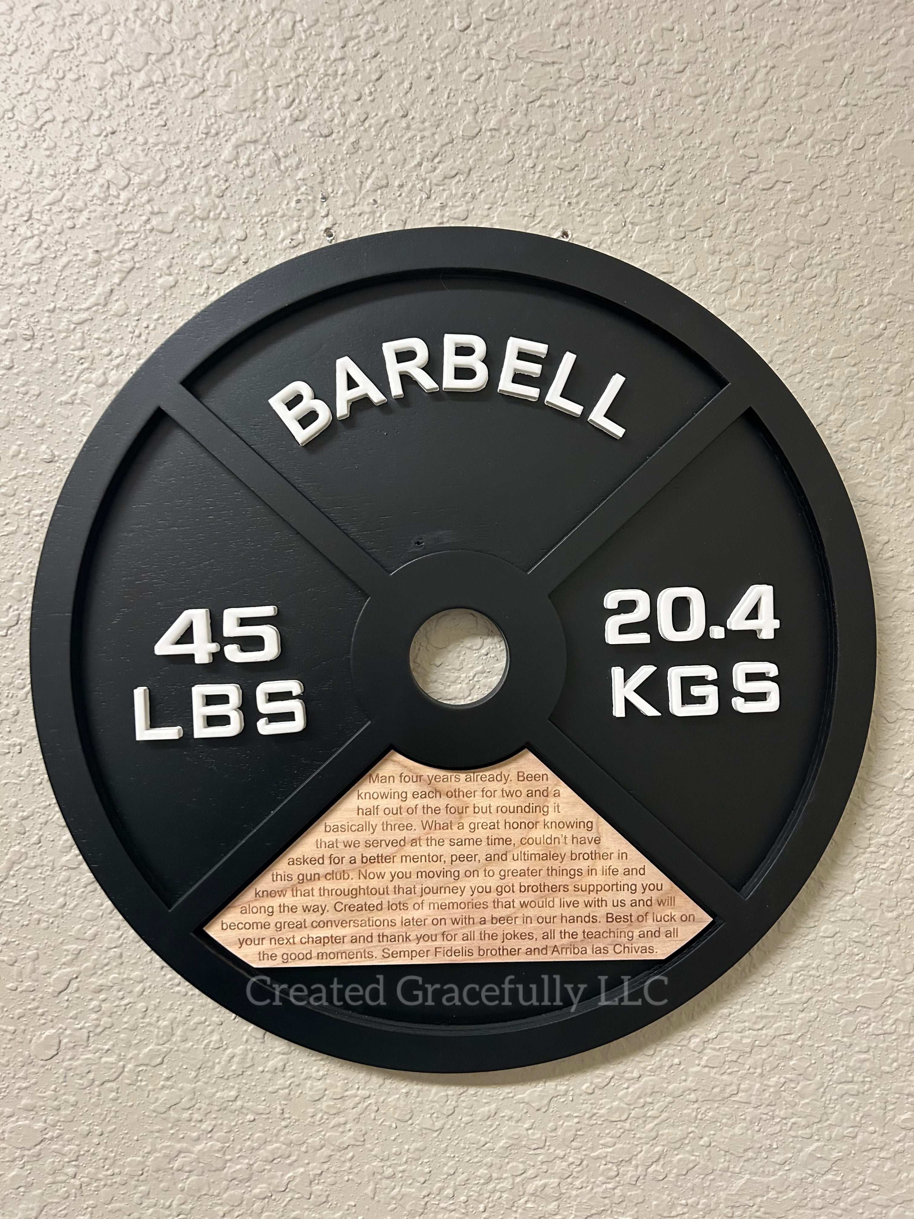 45lb plate plaque